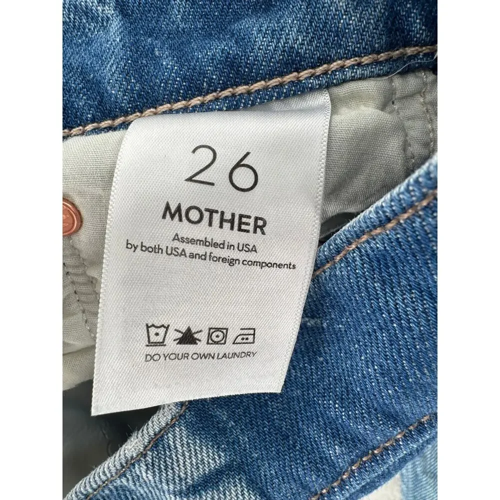 Mother Jeans The Newbie Ankle Mid Rise Straight 100% Cotton Wipeout 26